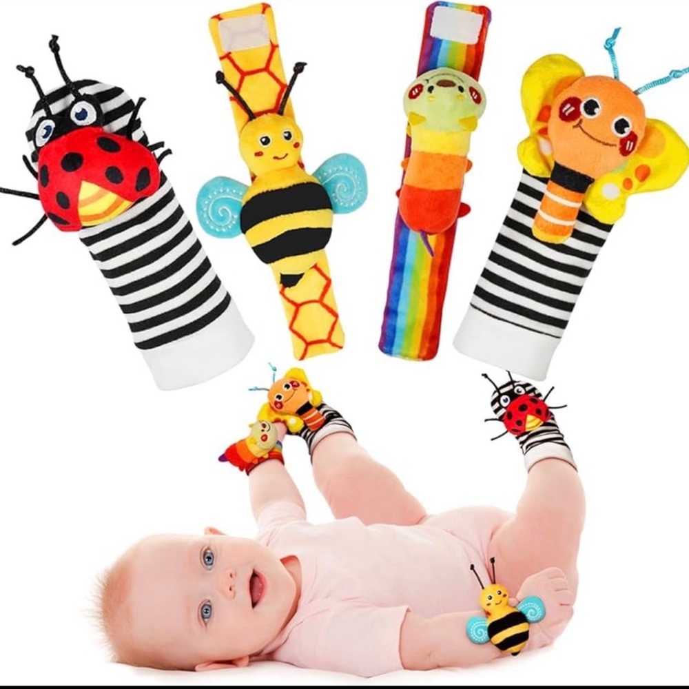 OPEN BOX Colorful Animal Wrist Rattles and Foot Finders Set